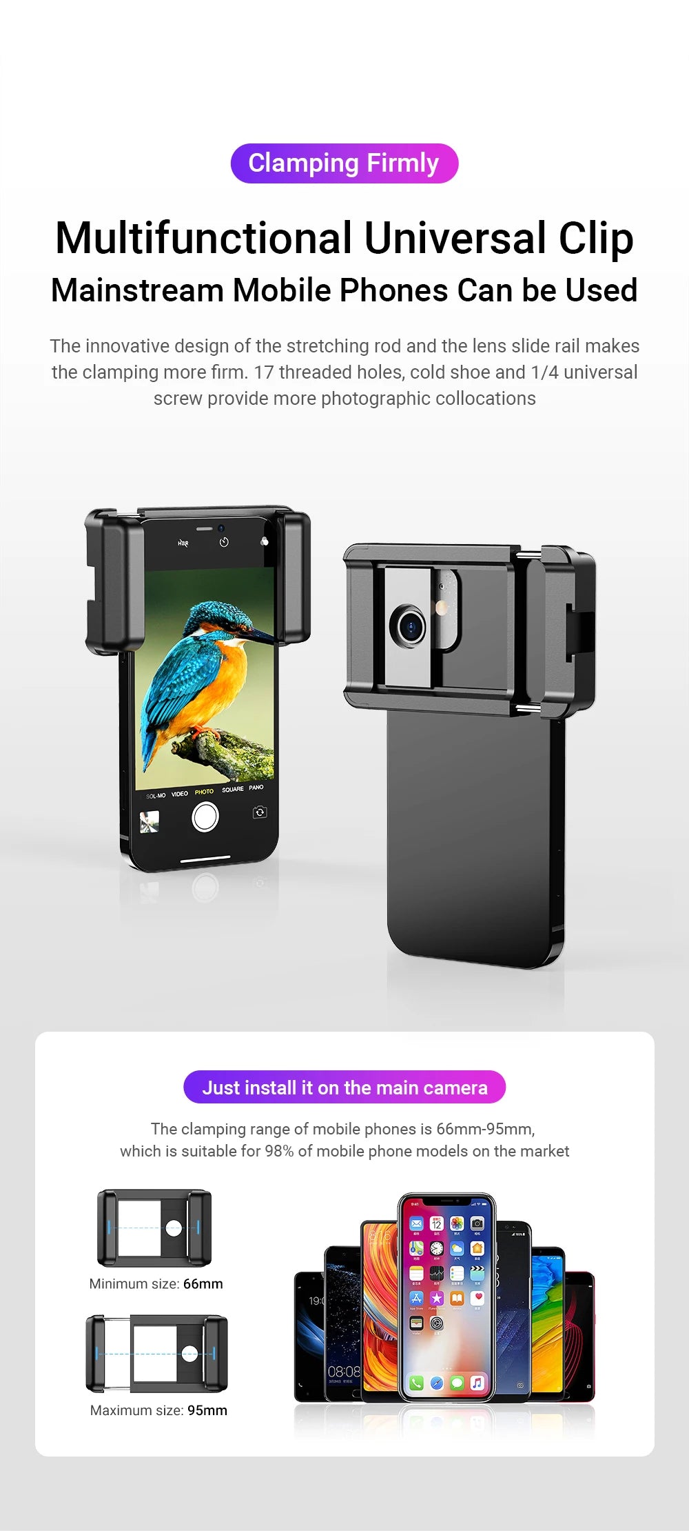 36X Smartphone Telephoto Monocular Lens with Universal Clip