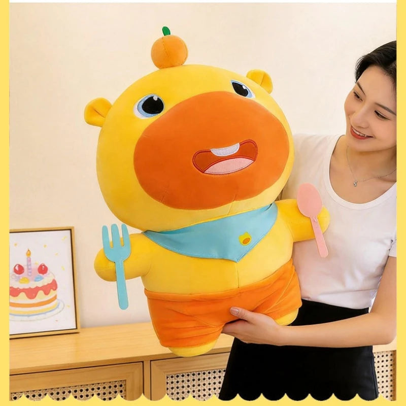 Capybara Lulu Plush Toy With Fork Spoon Soft Stuffed Animal