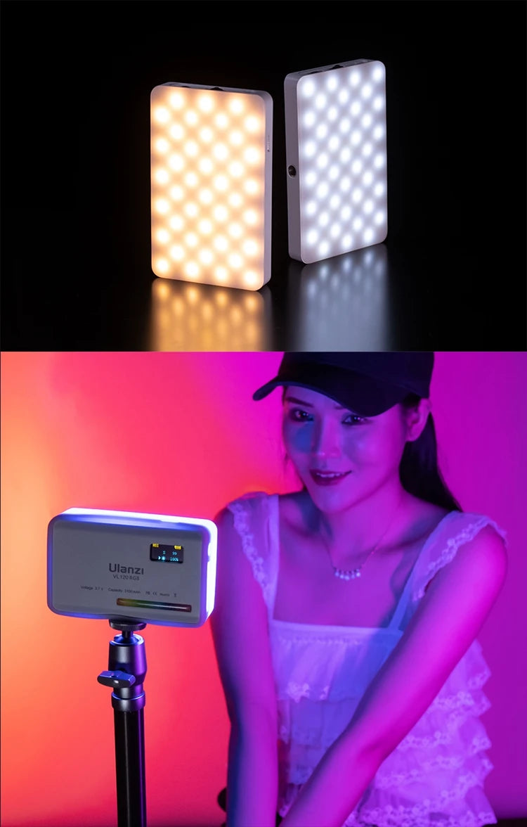 RGB LED Video Light 2500K–9000K Dimmable Photography Light Rechargeable Camera Fill Lamp