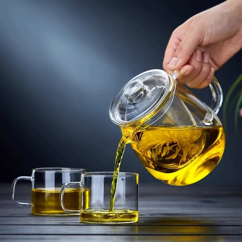 480/650ml Heat-Resistant Teapot With Glass Tea Strainer Infuser Flower Kettle Kung Fu Teawear Set Puer Oolong Pot Teaware