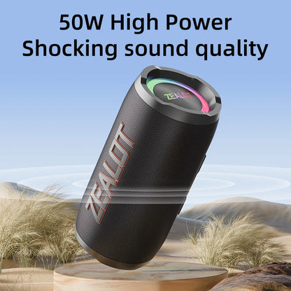 ZEALOT S76 50W Portable Super Subwoofer Portable Speaker Home Outdoor Waterproof Column Bluetooth Speaker Sound Box