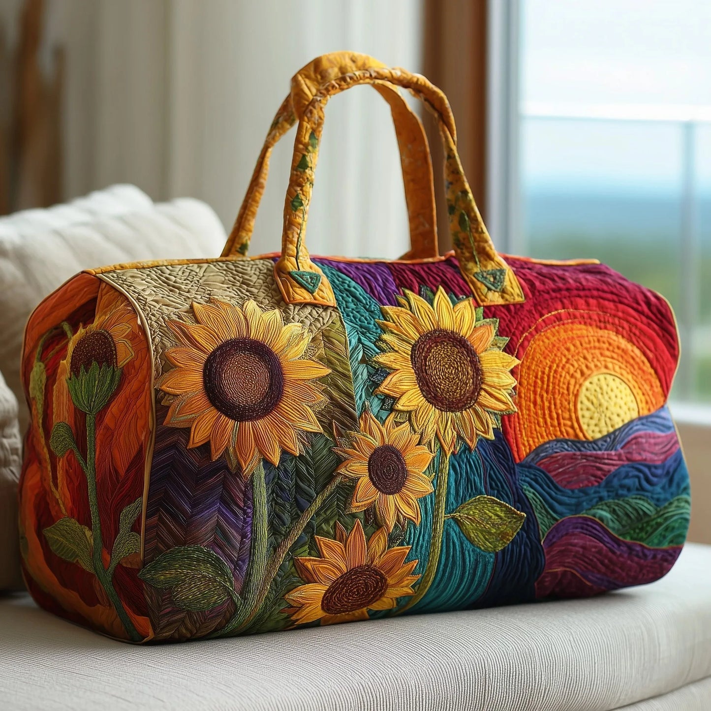 Sun Mountain Forest Quilted Travel Duffle Bag Outdoor Fitness Tote