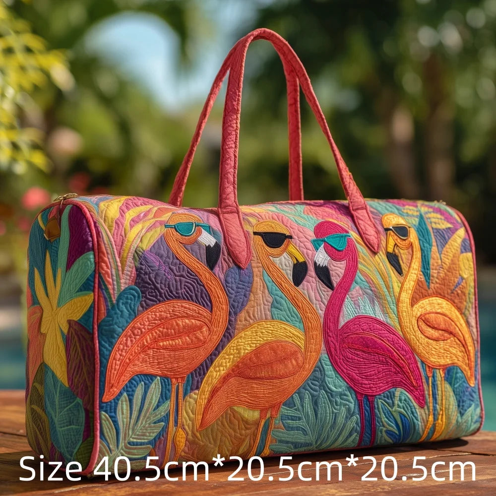 Hot Sale 3D Quilted Flamingo Bag Women Weekender Bag Tropical Palm Leaves Travel Tote Overnight Beach Vacation Carry On Bags