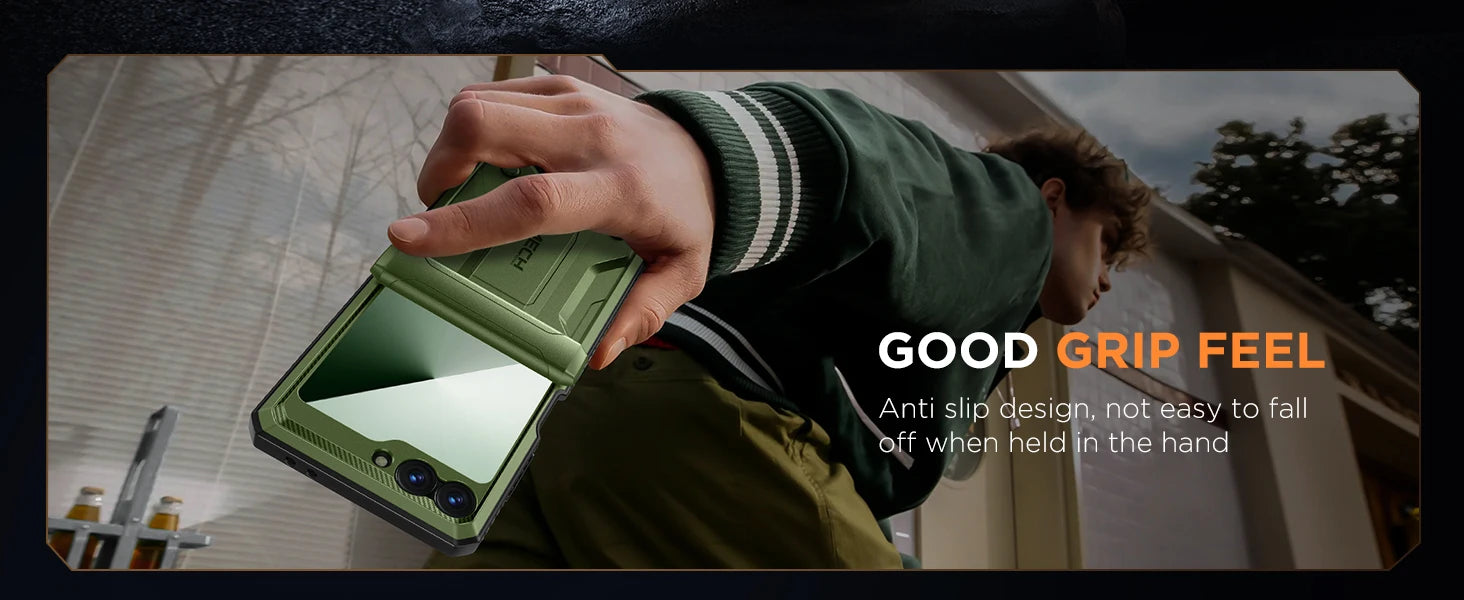 for Z Flip 6 Case with Kickstand Belt-Clip Hinge Protection Cover Screen Protector Military Grade Shockproof Phone Case