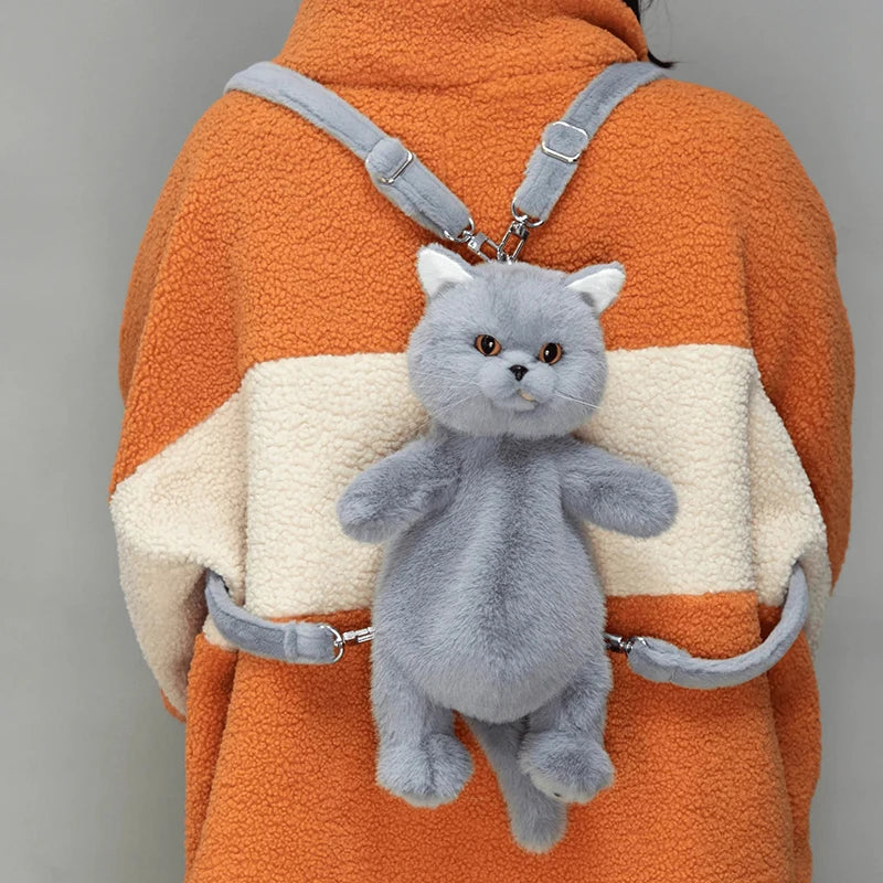 Mini Calico Cat Plush Backpack Soft Shoulder Bag