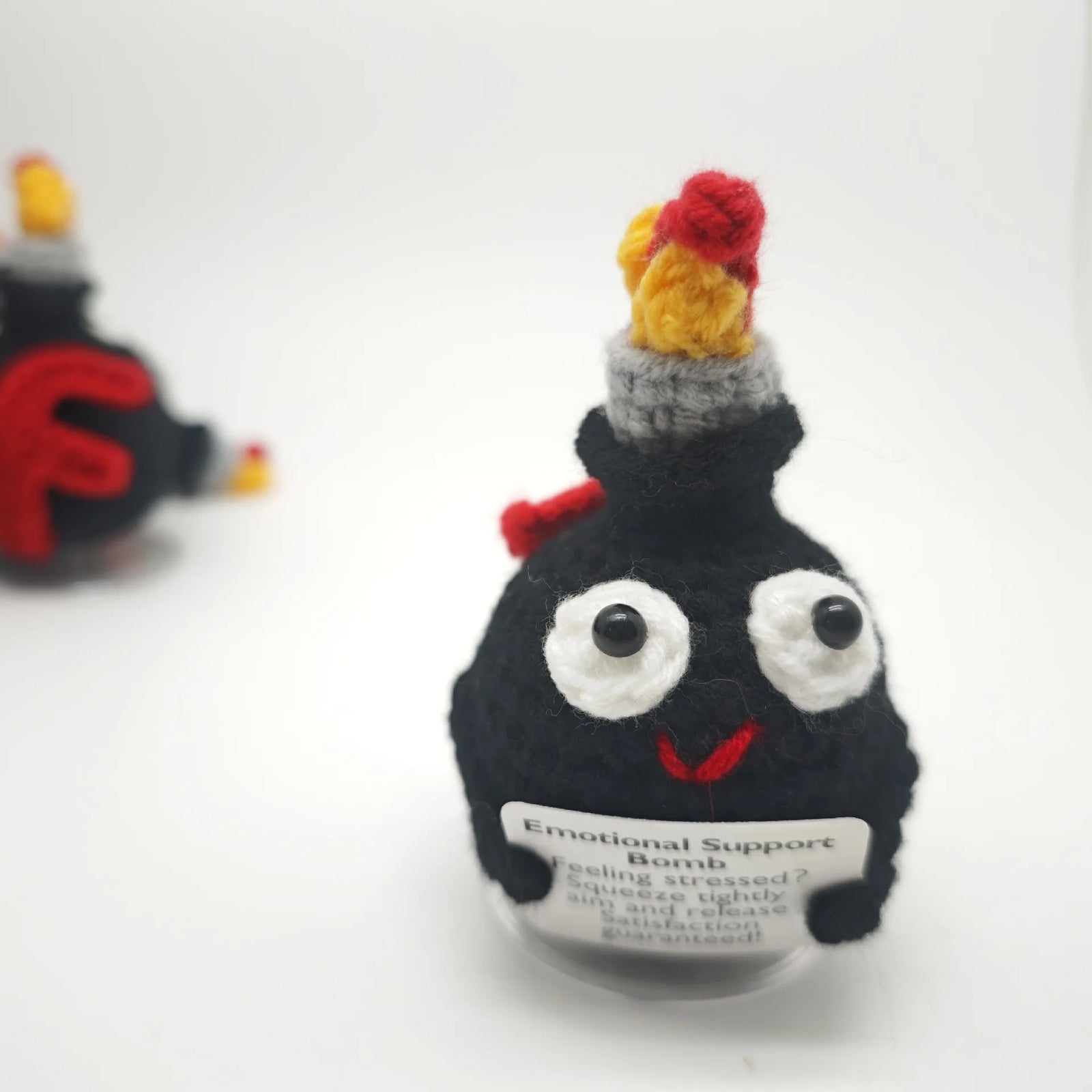 Positive Crochet F-Bomb Dolls With Card Home Room Decoration Handmade Knitted Encouragement Bomb Dolls Christmas Gifts