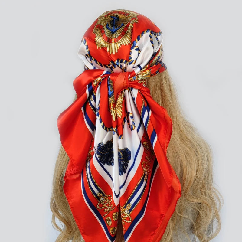 Retro Women Silk Scarf Bandanna Fashion Bohemian Pattern Square Hijab Lady Wrap Headband foulard muffler