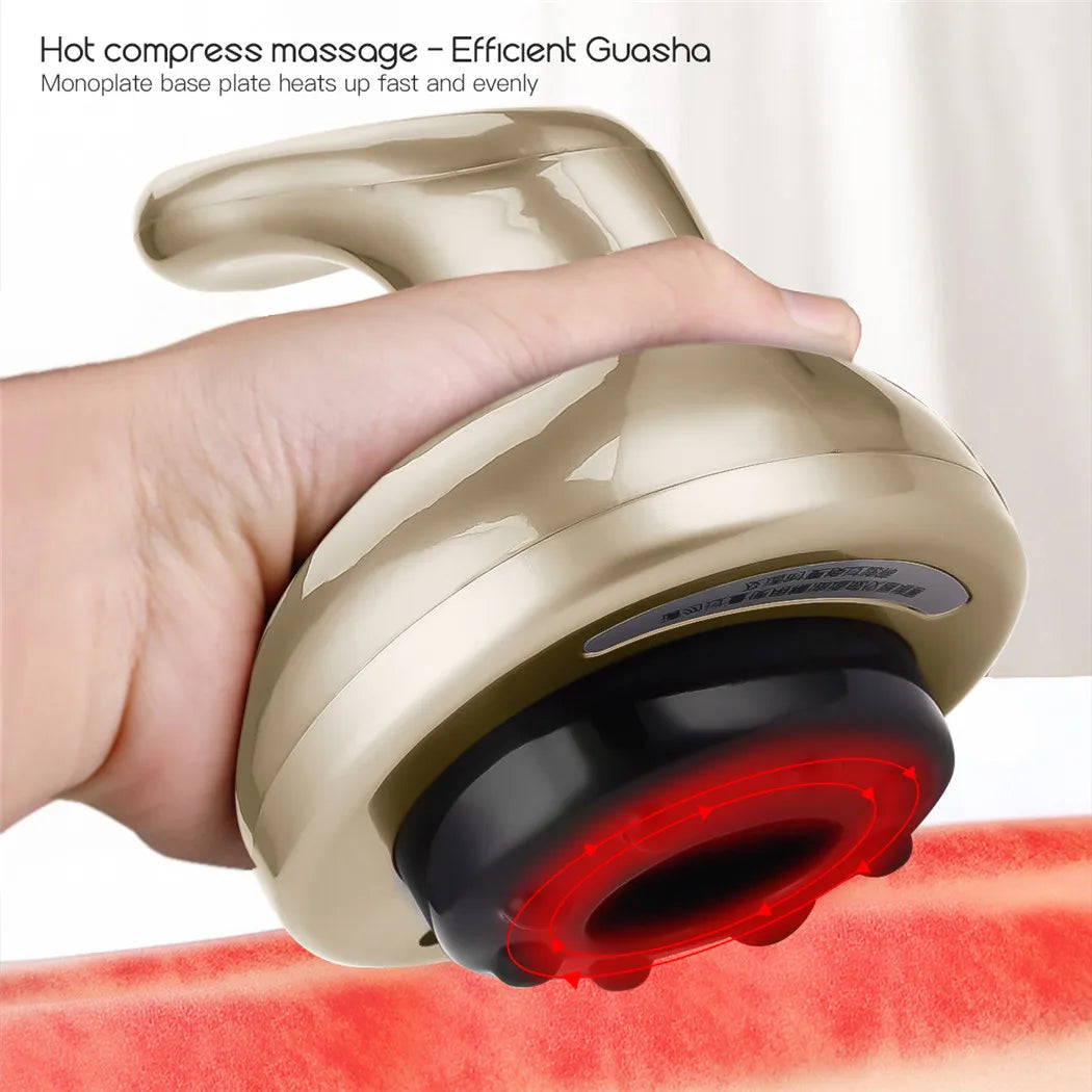 Cordless Electric Guasha Massager Hot Compress Scraping Device Negative Pressure Detox Magnetic Wave Cupping Weight Loss