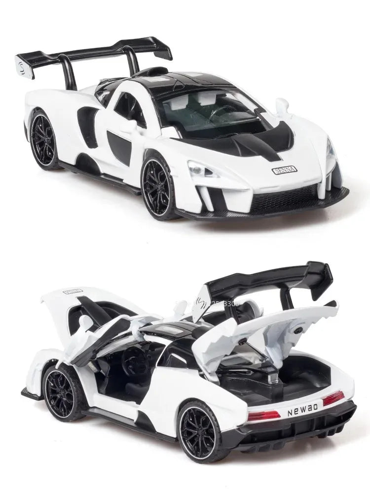 1:32 720S Senna Sports Car Model Toy Doors Opened Metal Die-cast Sound Light Miniature Vehicles Models Boys Collection Gifts