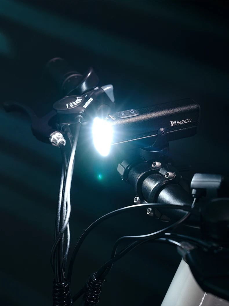 DLite 1800LM Bicycle Lights Focus/Flood Beam Switch Smart Bike Light 5000mah Rechargeable Power Bank Mtb Bicycle Lights