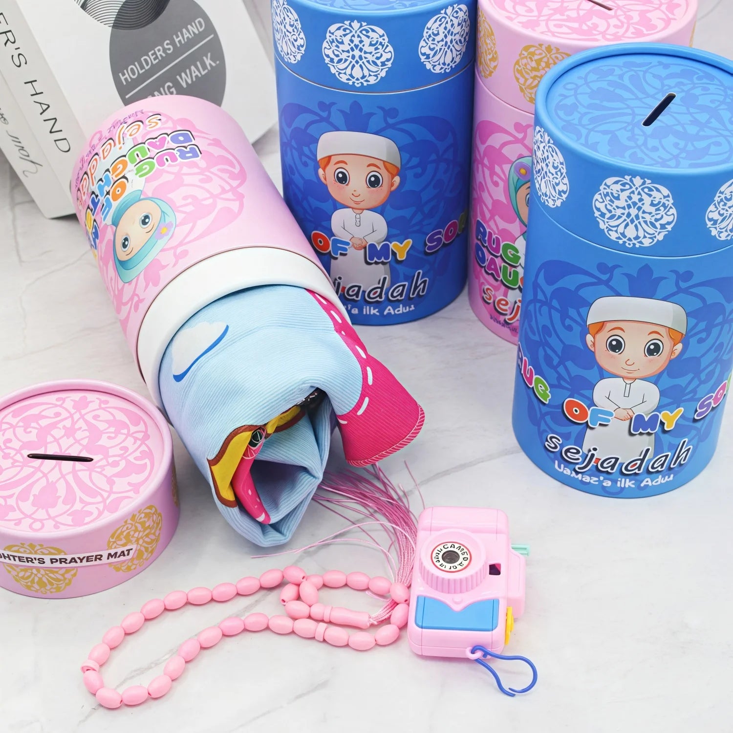 Prayer Rug Prayer Beads with Gift Box Janamaz Soft Sajadah Islamic Gifts Set Portable Prayers Carpet Mat