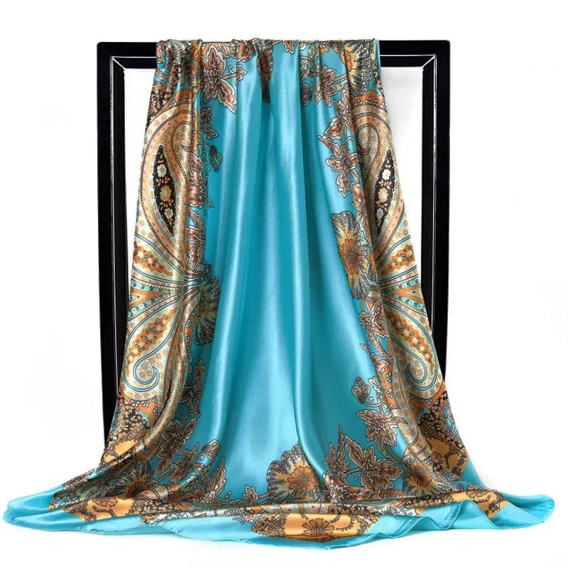 Scarves For Women Print Silk Satin Head Scarf Female Luxury Brand Square Shawl Large Hijab Scarfs