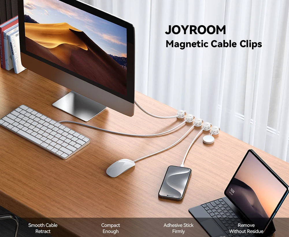 9 Pcs Magnetic Cable Organizer Cord Management Cable Clips Adhesive Wire Holder Keeper Under Desk Cord Hider JR-ZS468