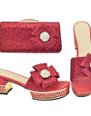 Nigerian Italian Shoes and Bags Set Decorated with Rhinestone Luxury Shoe and Bag Set for Party in Women