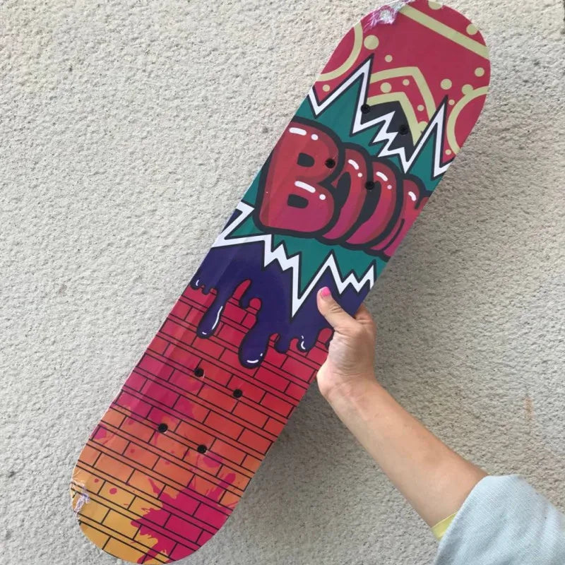 60CM Skateboarding Cartoon Skateboard Dinosaur Spider Longboard Marple Double Rocker For  Skate Board ern