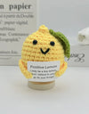 3 Pcs Funny Positive Crochet Sunshine Doll Desktop Ornament Handmade Cheer Emotional Support Positive Sun with Card Home Party Decor