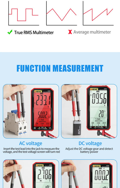 6000 Counts Digital Smart Multimeter Transistor Testers True RMS Auto Electrical Capacitance Meter Temp Resistance