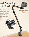 Camera Desk Setup Stand Adjustable Desk Mount with Holding Arm Max Load 2KG for Mirrorless Camera Microphone