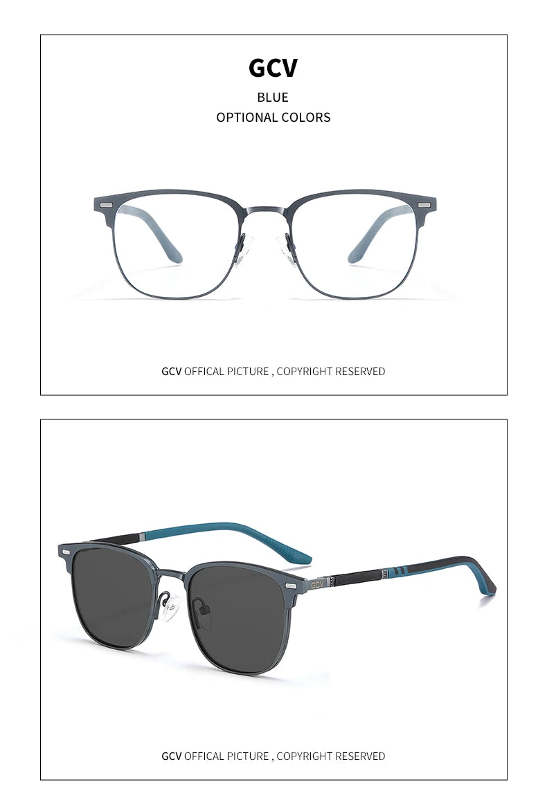 3 in 1 Magnetic Rectangle Polarized UV400 Business Sunglasses for Men Women Optical Eyewear Set