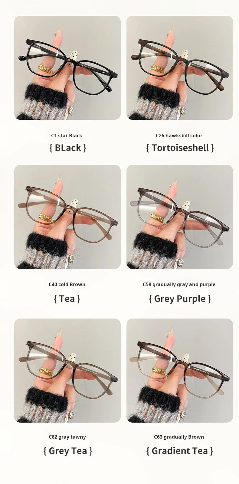 Retro Square Blue Light Blocking Progressive Multifocal Prescription Glasses