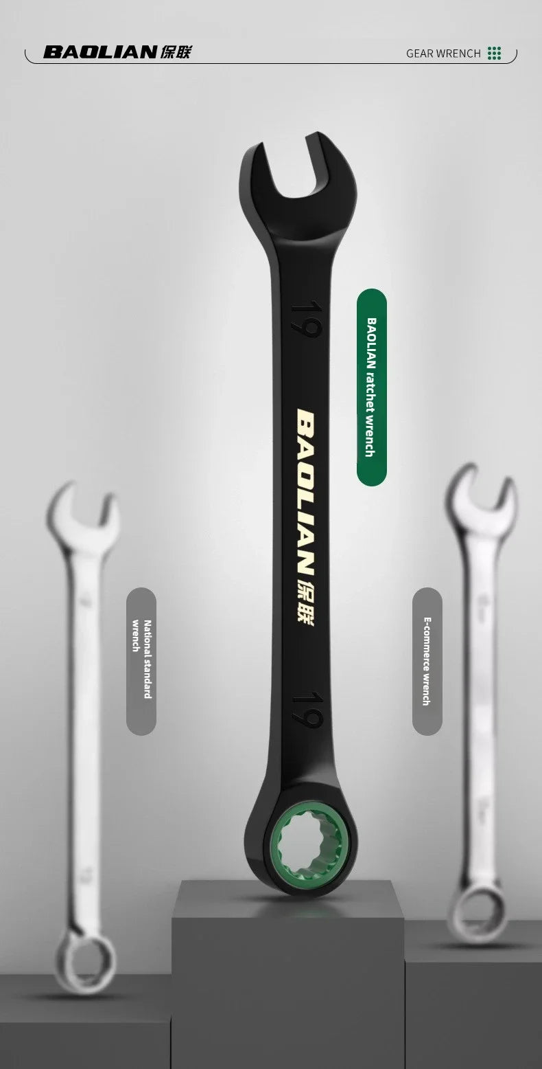 Dual Directional Fast Plum Blossom Ratchet Wrench, Industrial Grade Automatic Small Opening Dual-use Wrench Tool