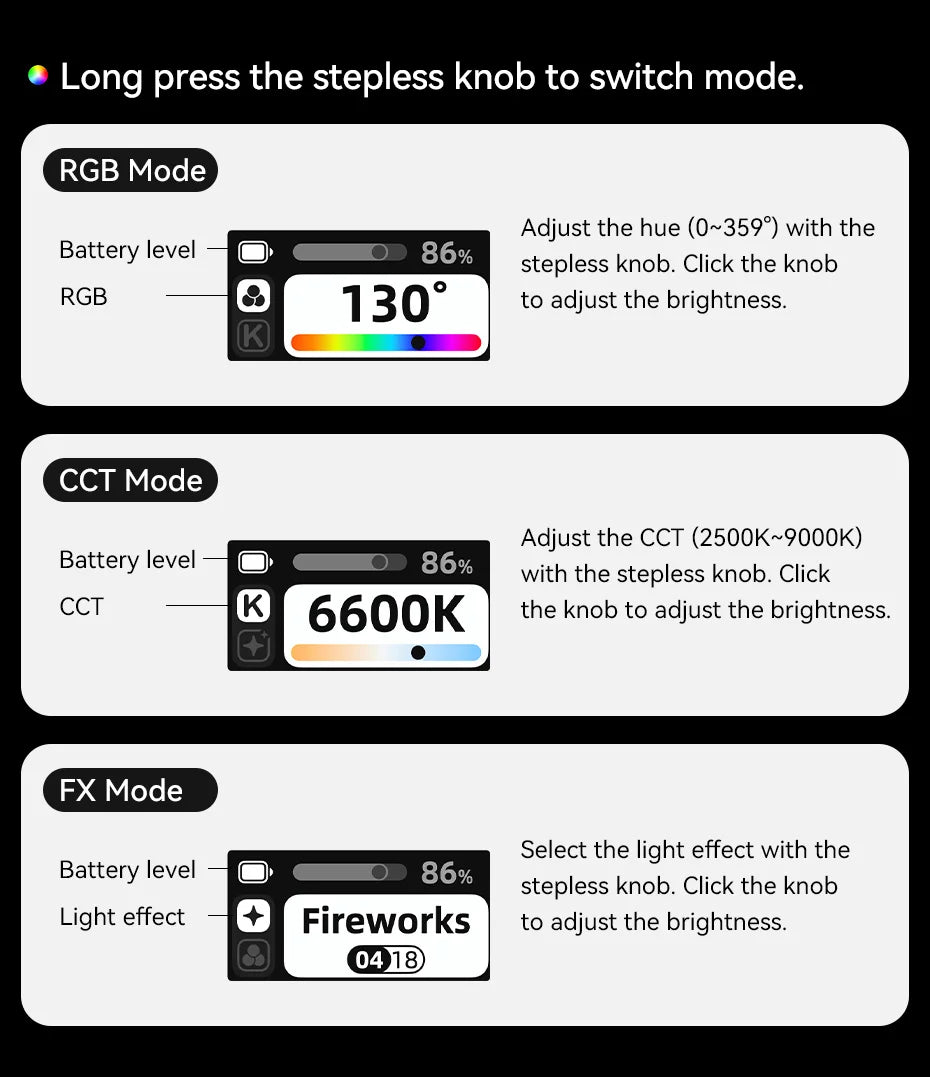 U60 Mini Pocket LED Video Lamp – RGB 2500-9000K Rechargeable Photography Light with LCD Screen & Cold Shoe Mount