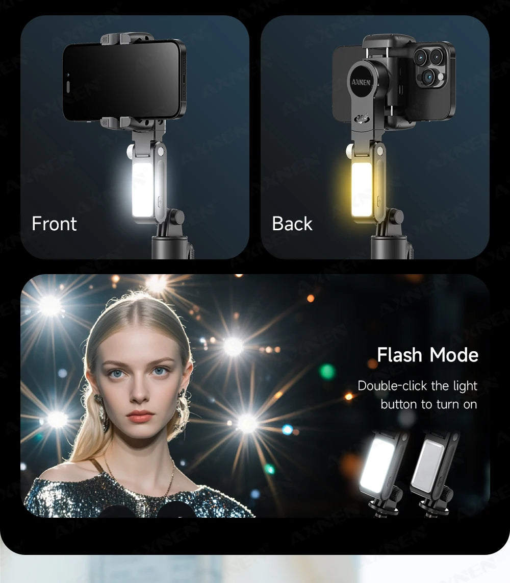 Q19 AI Desktop Gimbal Stabilizer 360 Rotation Auto Face Tracking Mobile Phone Handheld Anti-shake Selfie with Fill Light