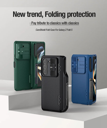 Cam Shield Fold Case For Samsung Galaxy Z Fold5 Case Camera Slider Protection luxury TPU + PC Shockproof Back Cover