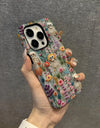 Fashion Embroidery Effect Skull Skeleton Phone Case For iPhone 16 15 Pro Max 16 Plus 2 in 1 Hard Protection Cover Funda