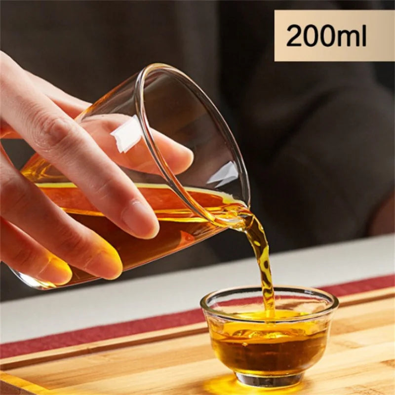 Japanese Style Glass Tea Pitcher Fair Cup Kung Fu Tea Set Chahai Borosilicate Glass Serving Teacup Coffee Pot Wine Jug Milk Cup