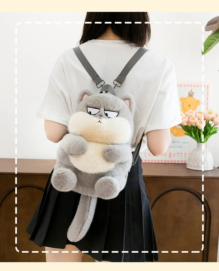 Kawaii Plush Stuffed Cat Doll Backpack Cute Kids Birthday Xmas Gift 2025 New Arrival Plush Toy for Children Girls Soft Cuddly