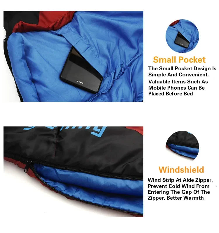 1.5KG Thickened Winter Cold Weather Waterproof Sleeping Bag Camping Hiking Supplies -8℃ Cotton Sleeping Bags