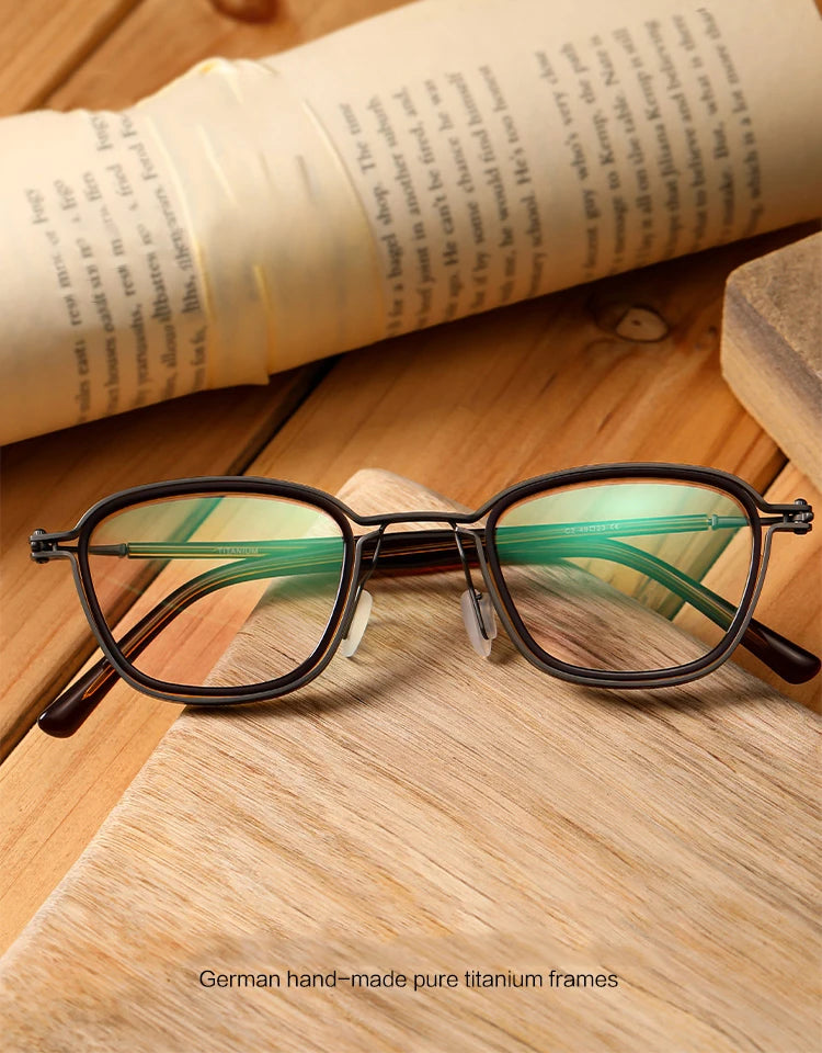 Vintage Square Titanium Acetate Eyeglasses Frame