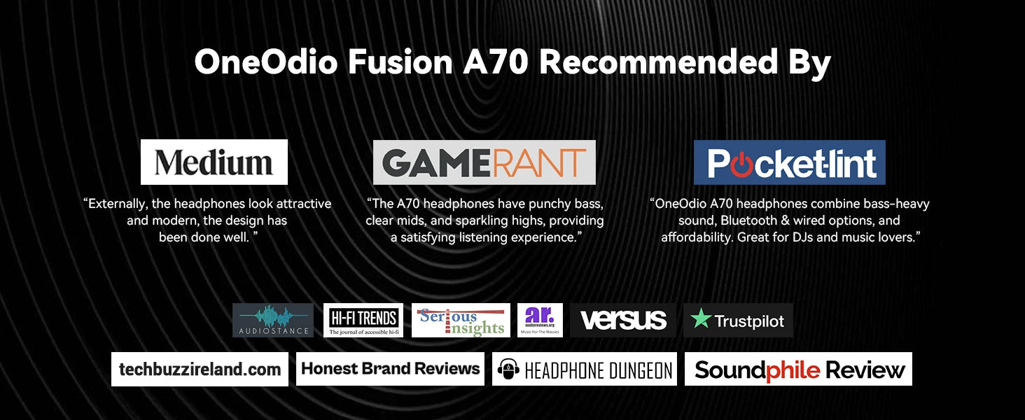 Fusion A70 Bluetooth Headphones Hi-Res Audio Over Ear Wireless Headset Professional Studio Monitor DJ HiFi Headphones