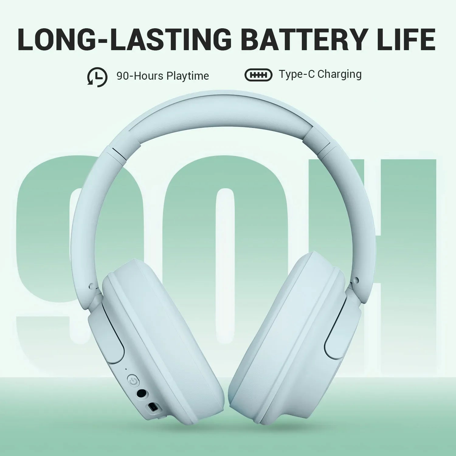 SuperEQ V16 Wireless Bluetooth 5.3 Headphones Hi-Res Audio Over Ear Wireless Headset With Low Latency 90Hrs APP Support