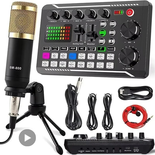 Professional USB Condenser Microphone Sound Mixer Kit With Bluetooth Voice Changer