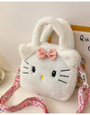 Sanrio Cartoon Plush Shoulder Bags Hello Kitty Kuromi Melody Cute Crossbody Bag Anime Children Handbag