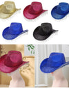 Cowboy Hat for Women Rhinestone Cowgirl Hat Costume Hat Shiny Wide Brim Hat