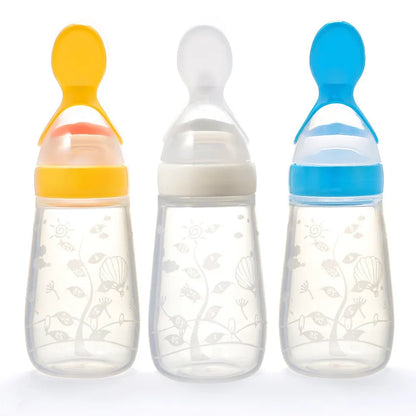 Squeezing Baby Feeding Bottle Silicone Newborn Baby Training Rice Spoon Infant Cereal Food Supplement Feeder Toddler Milk Bottle