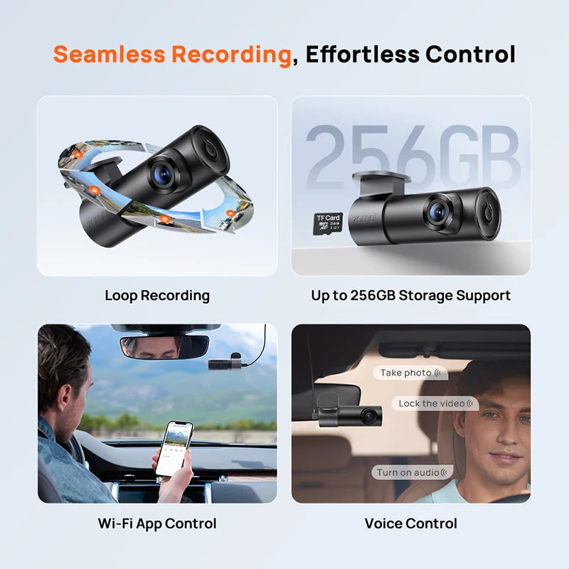 Dash Cam M310 Plus 3K 1620P Car DVR – Voice Control, 139° Wide Angle, WDR Night Vision, WiFi, Parking Monitor
