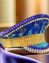 Ramadan Festival Captain Hat Moon Blue Gold Rivet Unisex Adult Military Cap Rhinestone Hen Do Hat Steampunk Masquerade Party