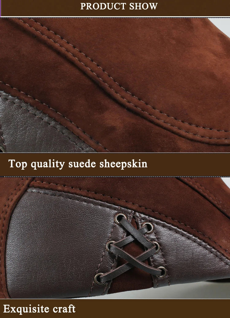 European Style Genuine Leather Caps Beret Man Casual Sheepskin Suede Fitted Duckbill Hats Male