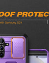 Bulit-in Ring Holder Case for Samsung Galaxy S24 with Tempered Glass Screen Protector Sliding Camera Cover Rugged Phone Case