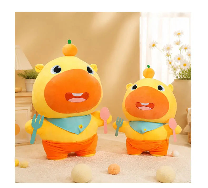 Capybara Lulu Plush Toy With Fork Spoon Soft Stuffed Animal