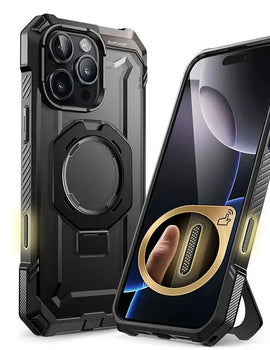 For iPhone 16 Pro Max Case with Camera Control Capture Button UB Grip Heavy Duty Rugged Magnetic Phone Case with Stand