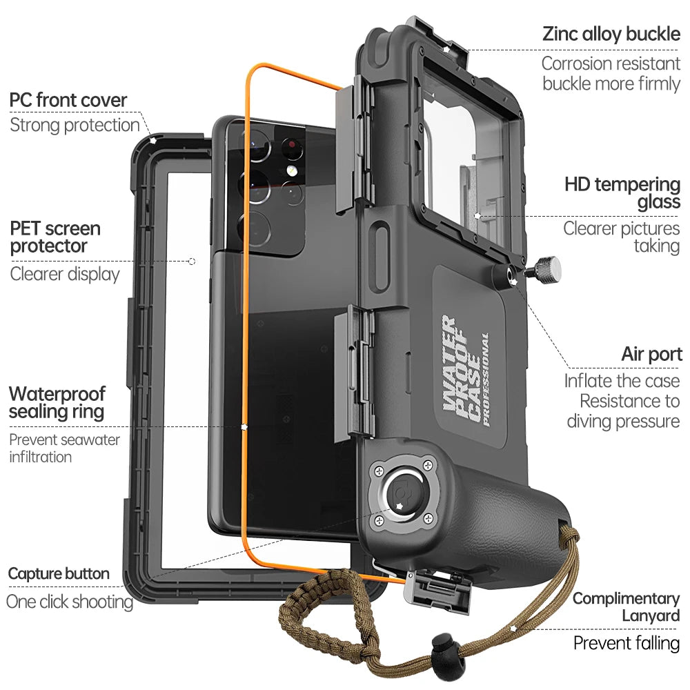 multicolor IP68 standard 15M/50ft diving/swimming photography professional diving waterproof Phone Case