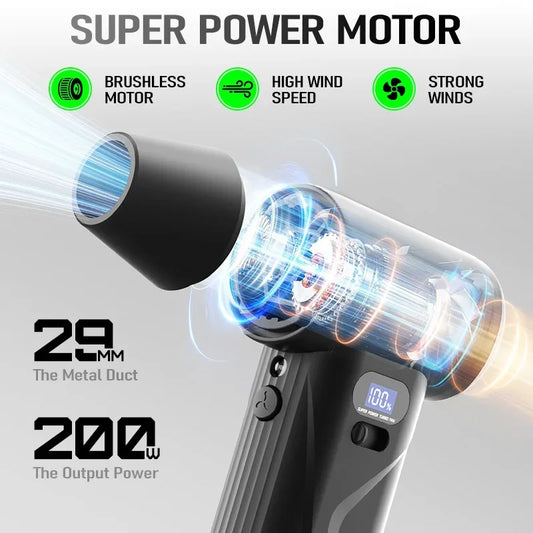 580000 RPM Portable Turbo Jet Air Blower With LED Display And Light
