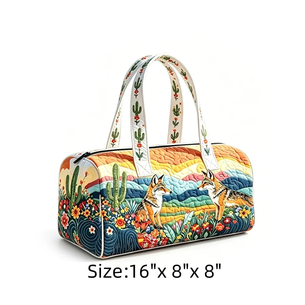 Vintage Animal Print Quilted Duffel Bag Overnight Travel Bag Lightweight Handheld Luggage for Vacation Gym Weekend Getaway