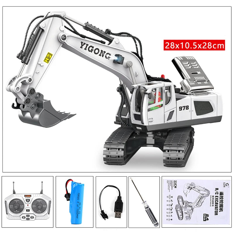 11CH RC Excavator 1:20 Remote Control Truck 2.4G RC Crawler Engineering Vehicle Excavator Truck Radio Control Toys Gifts