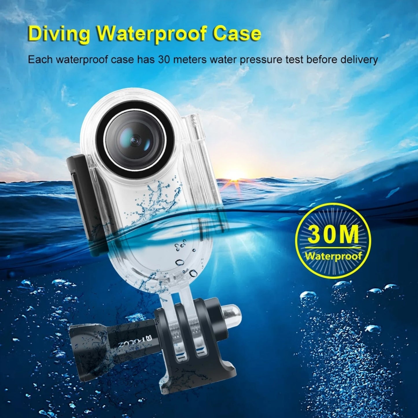 30m Underwater Waterproof Housing Protective Case for Insta360 GO 2, with Base Adapter & Screw (Transparent)